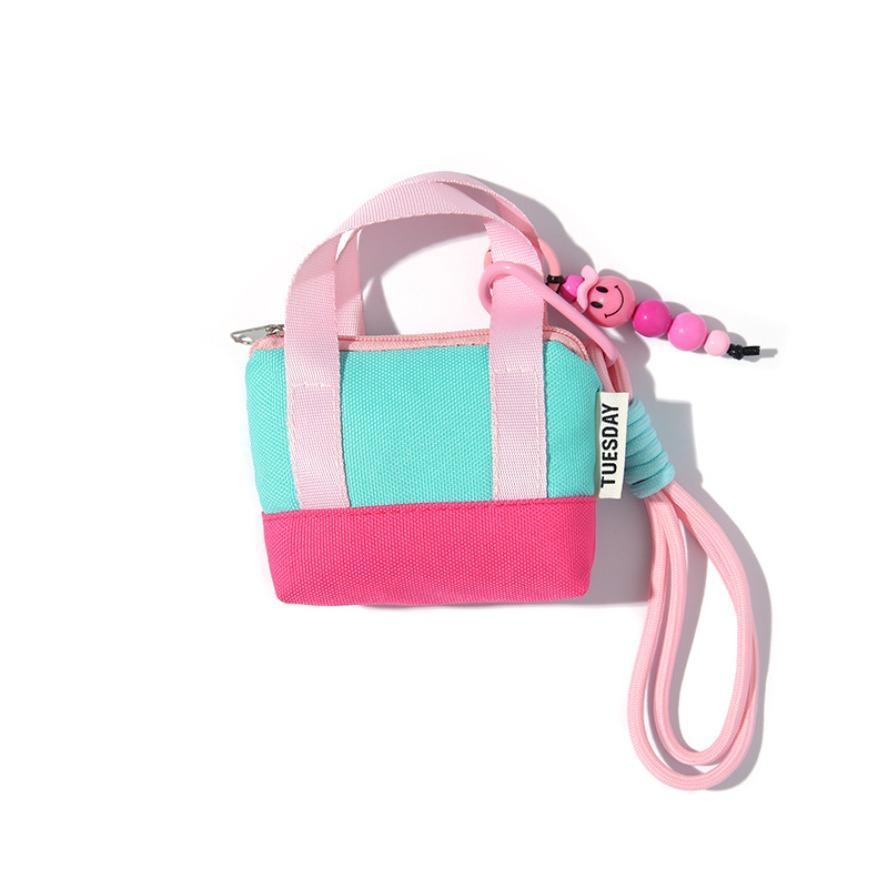 Dopamine Pink Mini Handbag, Multifunctional Purse with Coin & Card Holder Storage