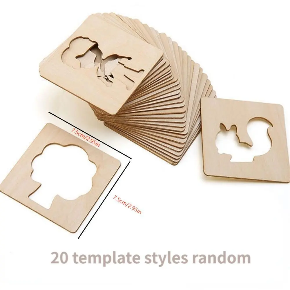 Random Style Wooden Drawing Stencils, 20pcs/set DIY Painting Template Stencils, Art Supplies for Students Drawing Handmade Craft for new year gifts, Diverse Templates, Wooden Materials, Art Crafting Kit