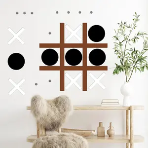 Lamkidle Tic Tac Toe Game Wall Decor Wood Wall Mounted Games Decoration Wooden Board Games for Walls Playroom Decor Adualt Modern Wall Mount Game for Office Bedroom Home Decorations