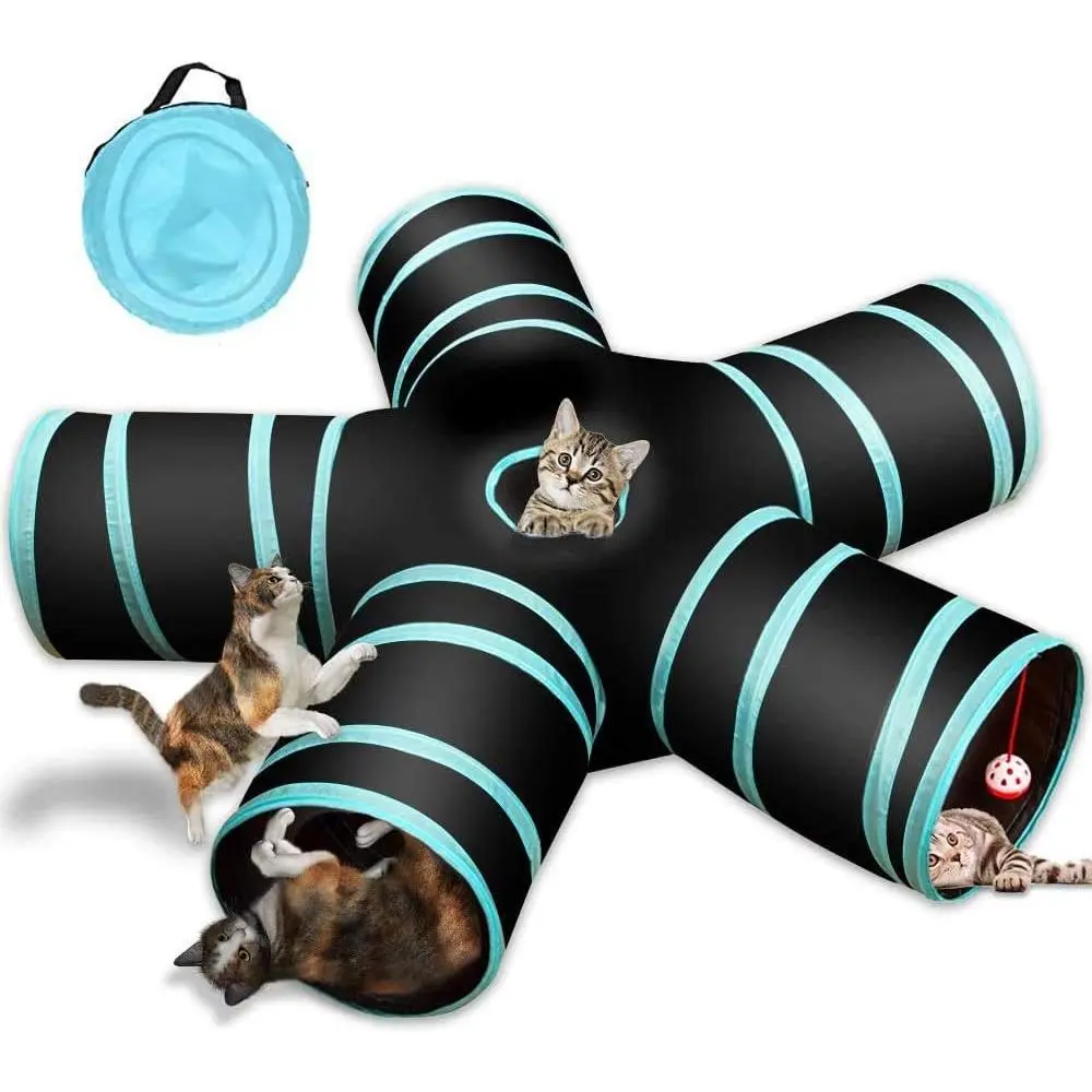 Tunnel  5 Way, Collapsible  Playhouse  Play Tunnel Tube with Storage Bag for Cats, Puppy, Rabbits, Ferret, Guinea Pig, Indoor and Outdoor Use