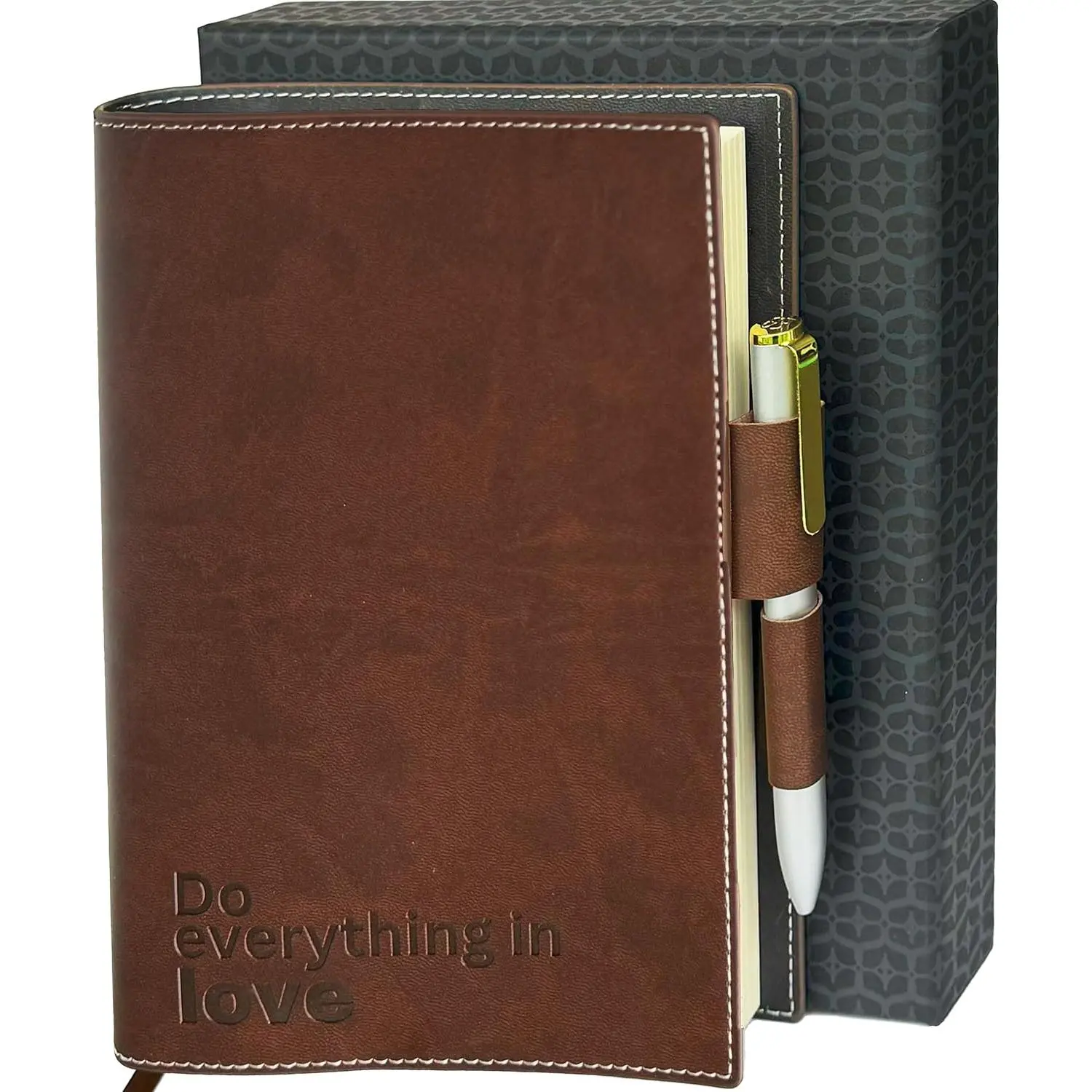 ® Refillable Christian Journal - Do Everything in Love Brown Notebook with  Pen, A5 Lined Paper, 256 Pages of 100gsm, Beautiful  Box Included - Christian Journal, Birthday