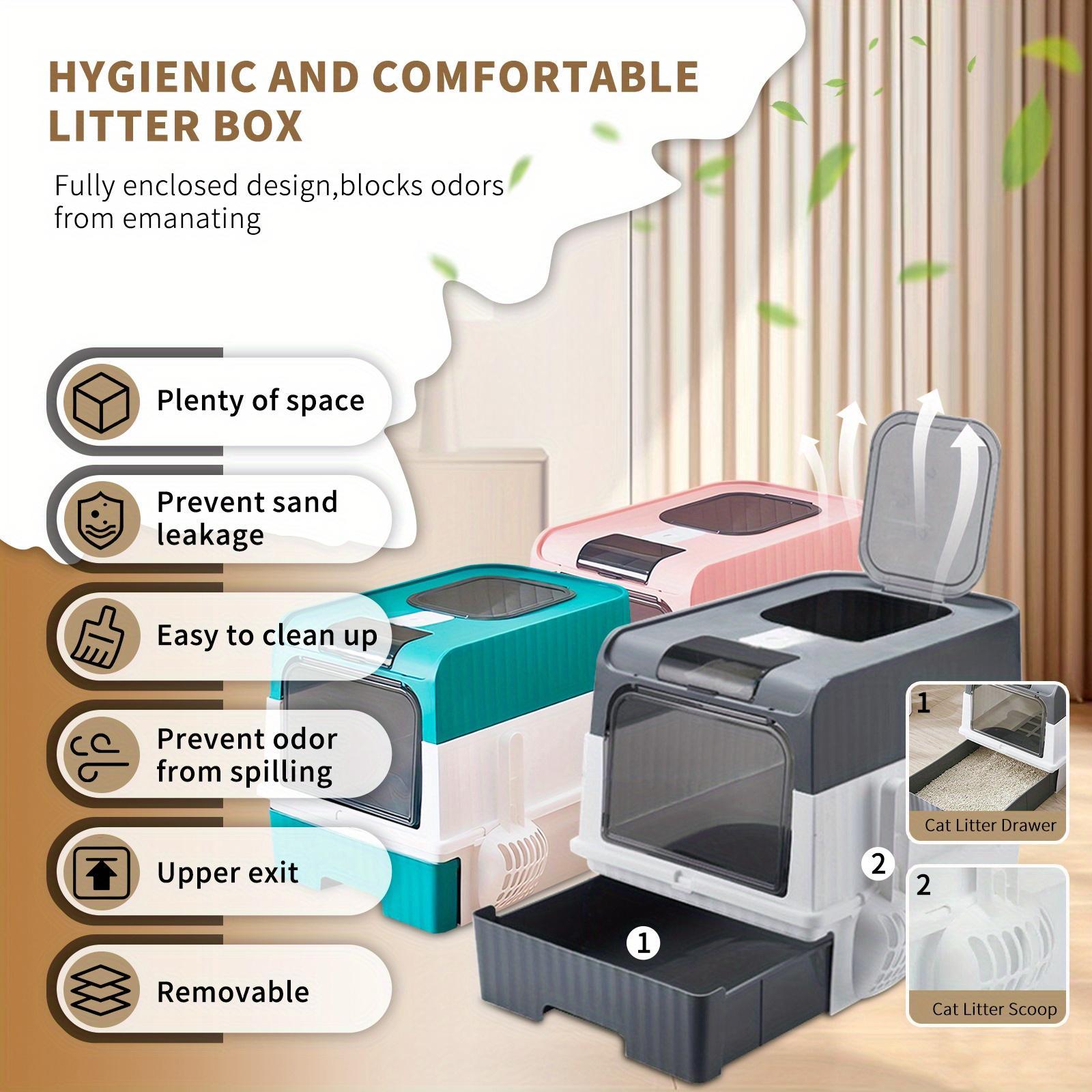 Extra Large Cat Litter Box - Odor Control, Leak-Proof, Pull-Out Design, Easy Clean