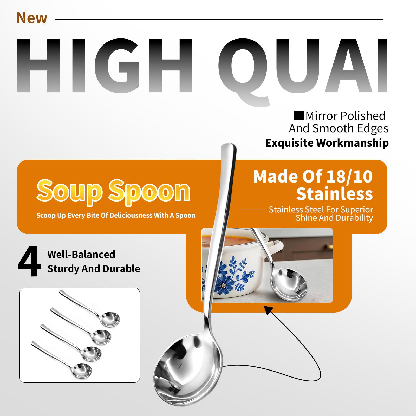 [AREL]4-Piece Stainless Steel Soup Spoon Set