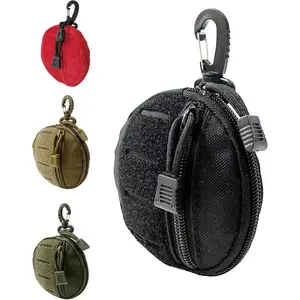 1000D Laser Cut Molle Pouch EDC Pouch Tactical Round Zipper Bag Case Coin Pouches Coin Purse Keychain Little Change Wallet Wireless Headset Pack Gadget Bag