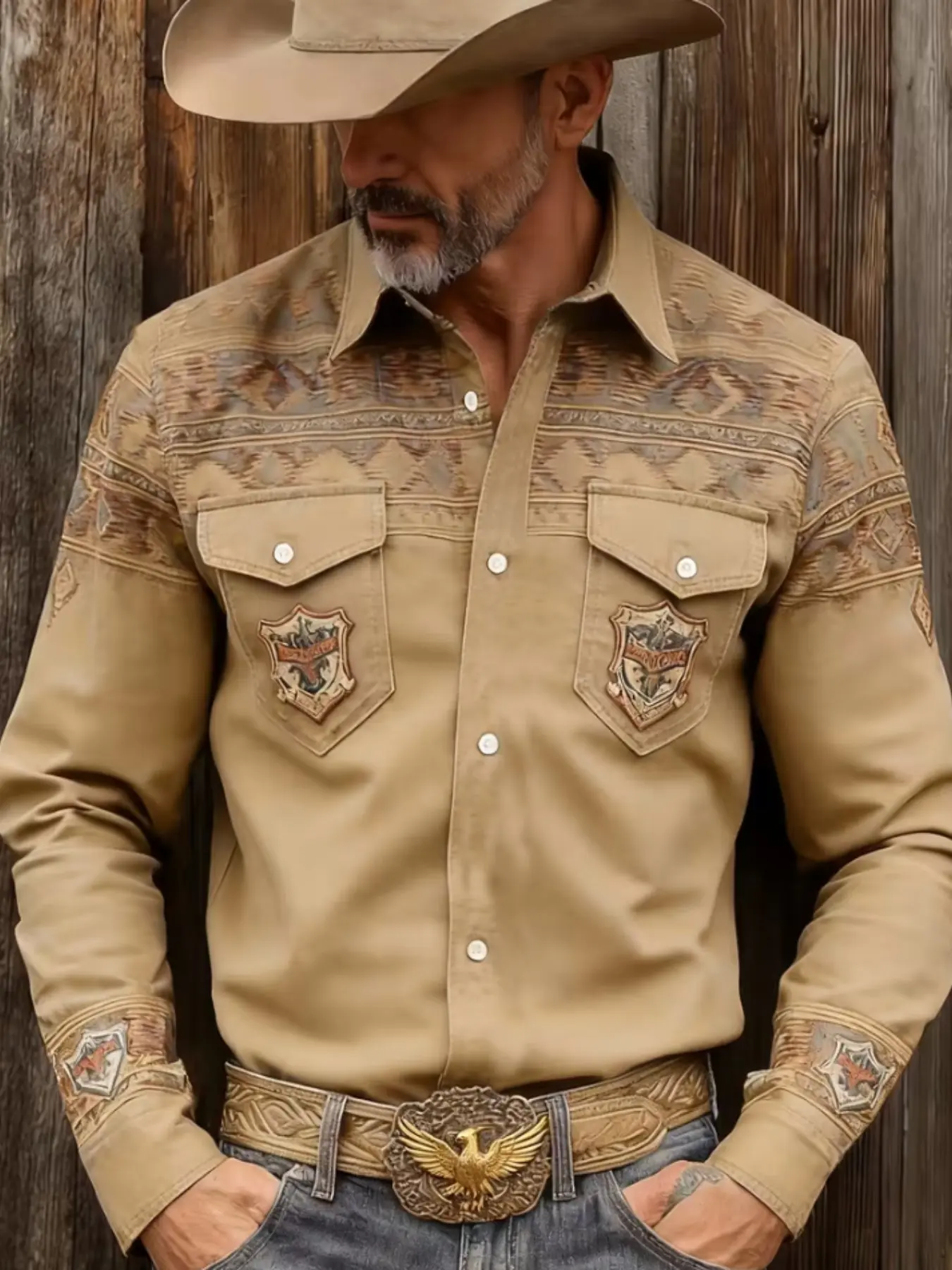 Navajo Tribal Pattern Shirt, American Western Retro Style, Vintage Ceiling Design, Unique Ethnic Wear, Perfect for Trendy