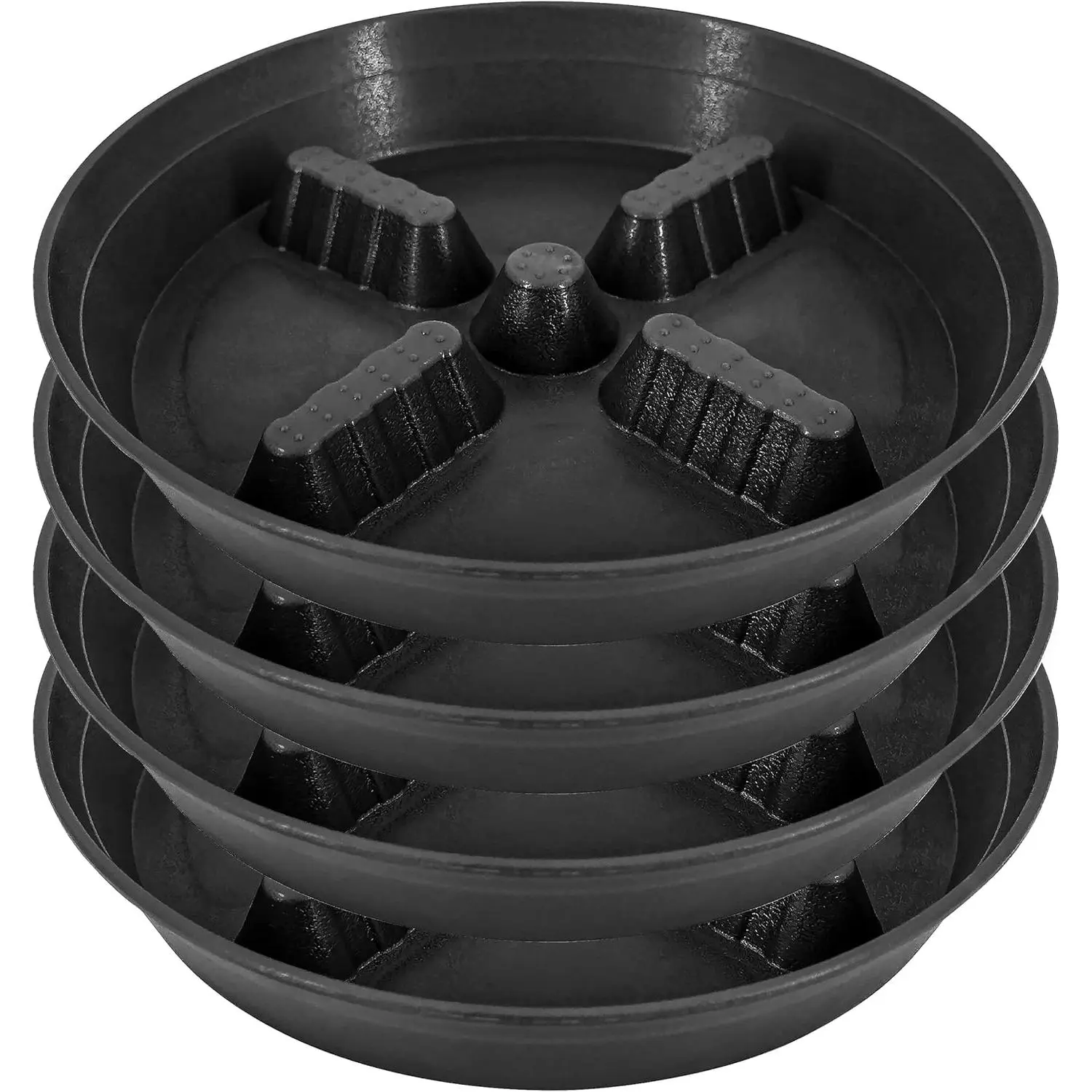 4 Pack Plant Saucer 8 inch, 10 12 14 17 inch, Plant Stand Plastic Plant Saucers for Indoors Outdoor, Heavy Duty Flower Planter Drip Trays for Pots, Pot Saucers for Plants, Grow Bags Saucers