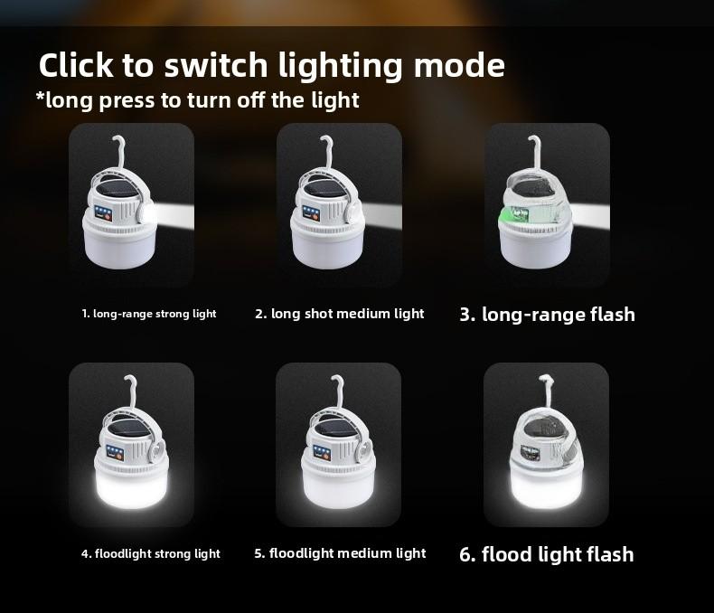 Solar Camping Lantern Outdoor Rechargeable LED Lights for Tent Emergency Home Use Portable Waterproof Lamp for Night Camping Party Hiking