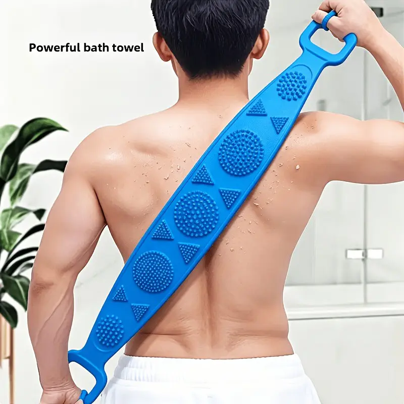 1/2pcs Back Massage Bath Brush, Exfoliating Loofah Non-Slip Ergonomic Design, Silicone Shower Back Scrubber for Sensitive Skin, Deep Cleaning Body Care Tool