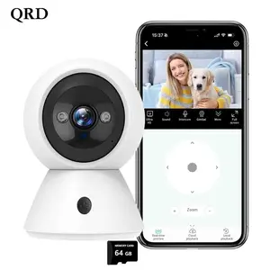Qrd Indoor Security Camera, 360° Pan-Tilt, Ai Motion Detection, Two-Way Audio, Night Vision, Baby Crying Detection, 64GB Storage, Dual-Band WiFi