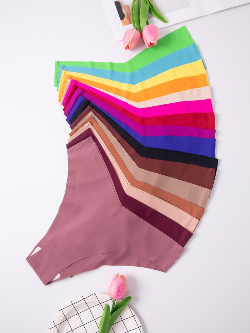 Women's Solid Color Seamless Thong, Soft Comfy Breathable Drop Waist Panty for Daily Wear, Ladies Underwear for All Seasons