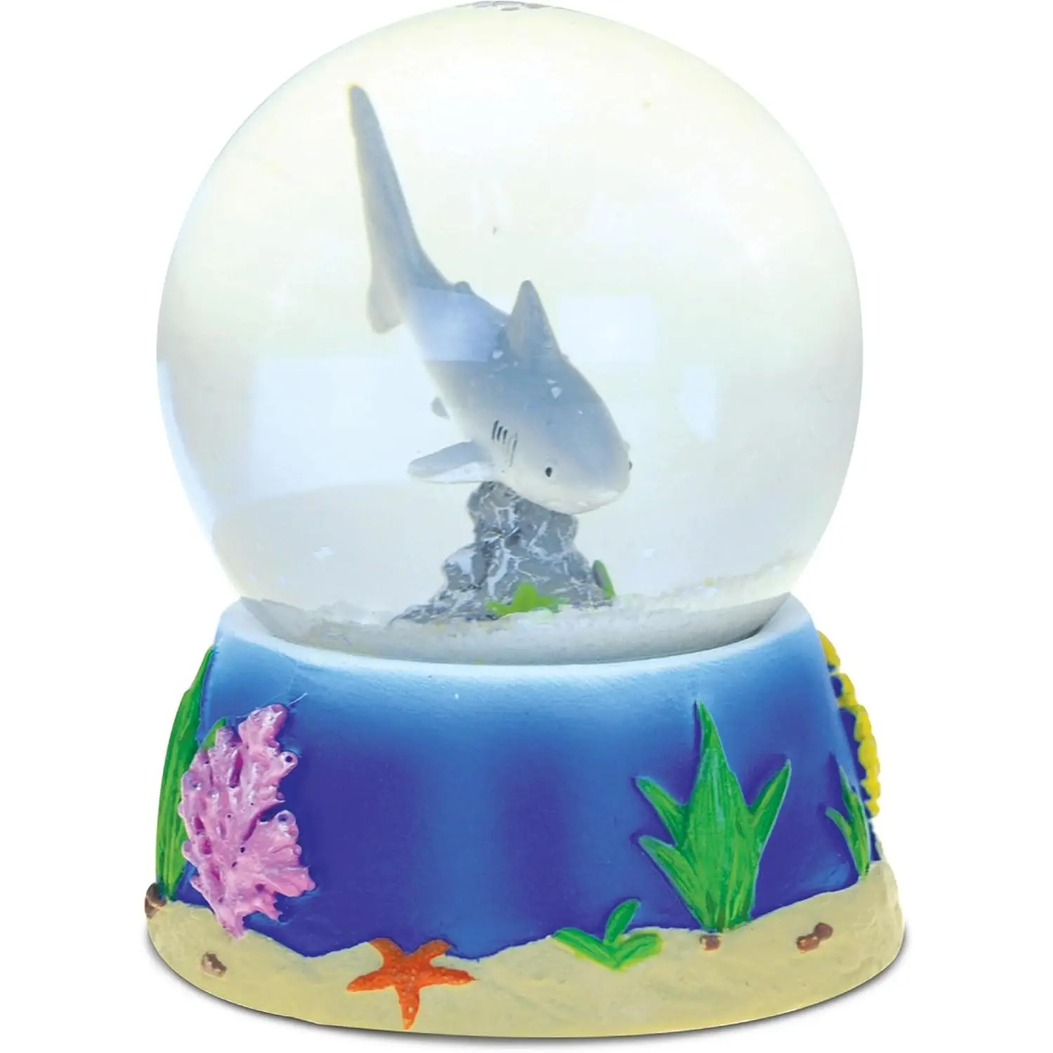 Great White Shark Snow Globe - Elegant Sparkly Water Globe with Sparkling Glitter, Collectible Shark Decor Figurines for Birthdays Christmas