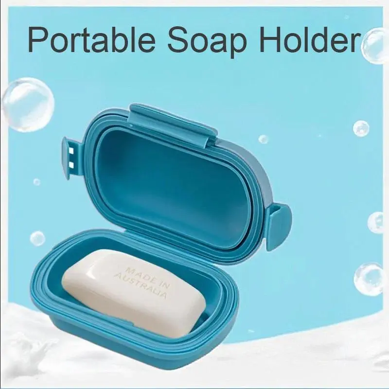Portable Silicone Soap Holder Travel Soap Dish Container With Sealing Lid Anti-slip Bathroom Soap Dish Storage Case Box