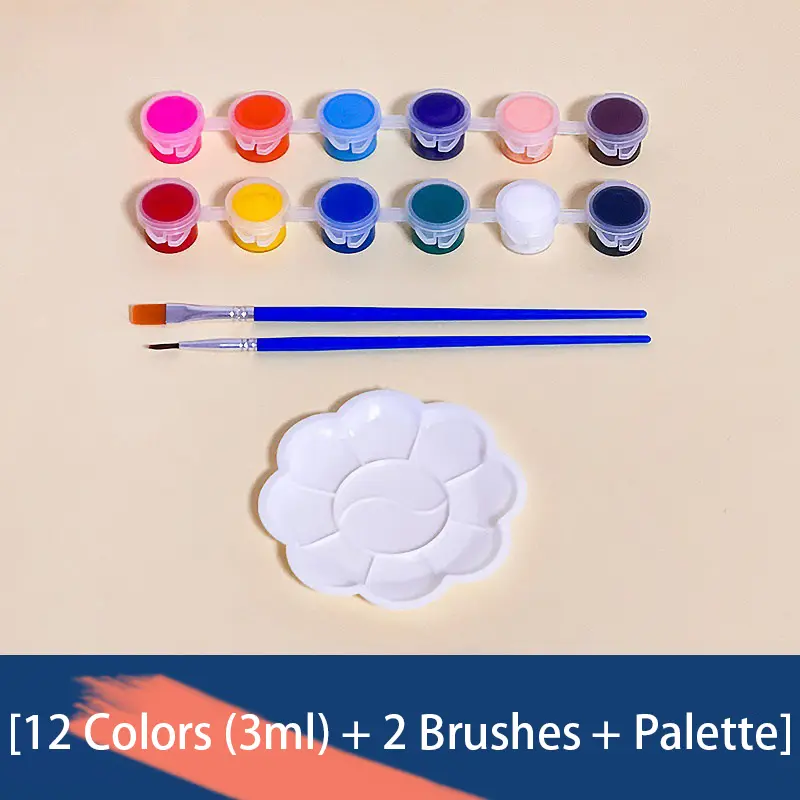 12 Colors (3ml) + 2 Brushes + Palette