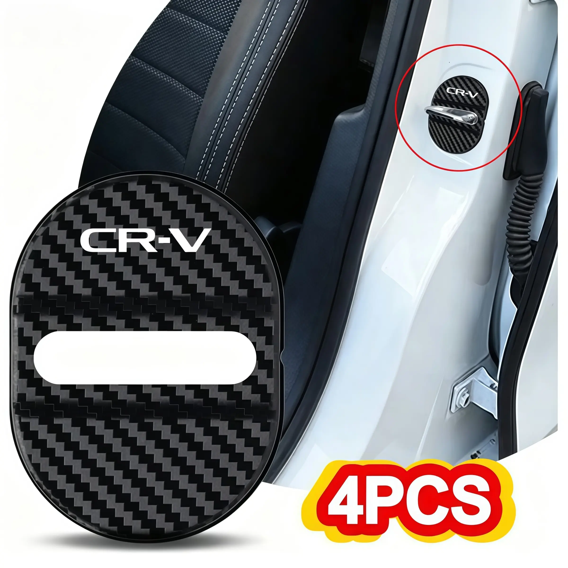4pcs Car Door Lock Cover, Waterproof Rust-Proof Protector, Durability, Universal Fit, Auto Emblem Styling Accessory for Honda Crv, Car Accessories Protection