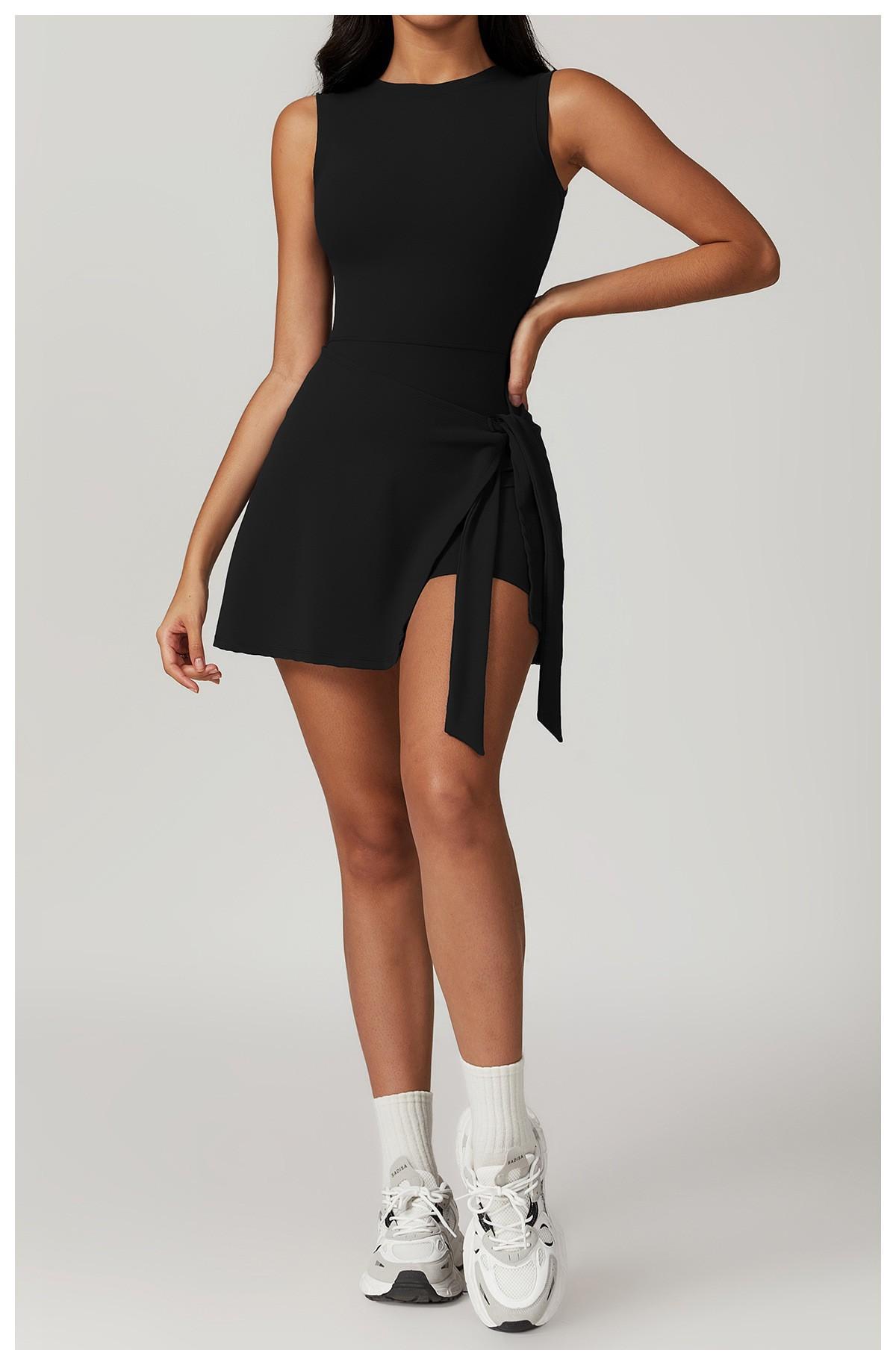 Womens Tennis Dress Wrap Skirt Built in Shorts Sleeveless Golf Athletic Romper Sundress Tie Front