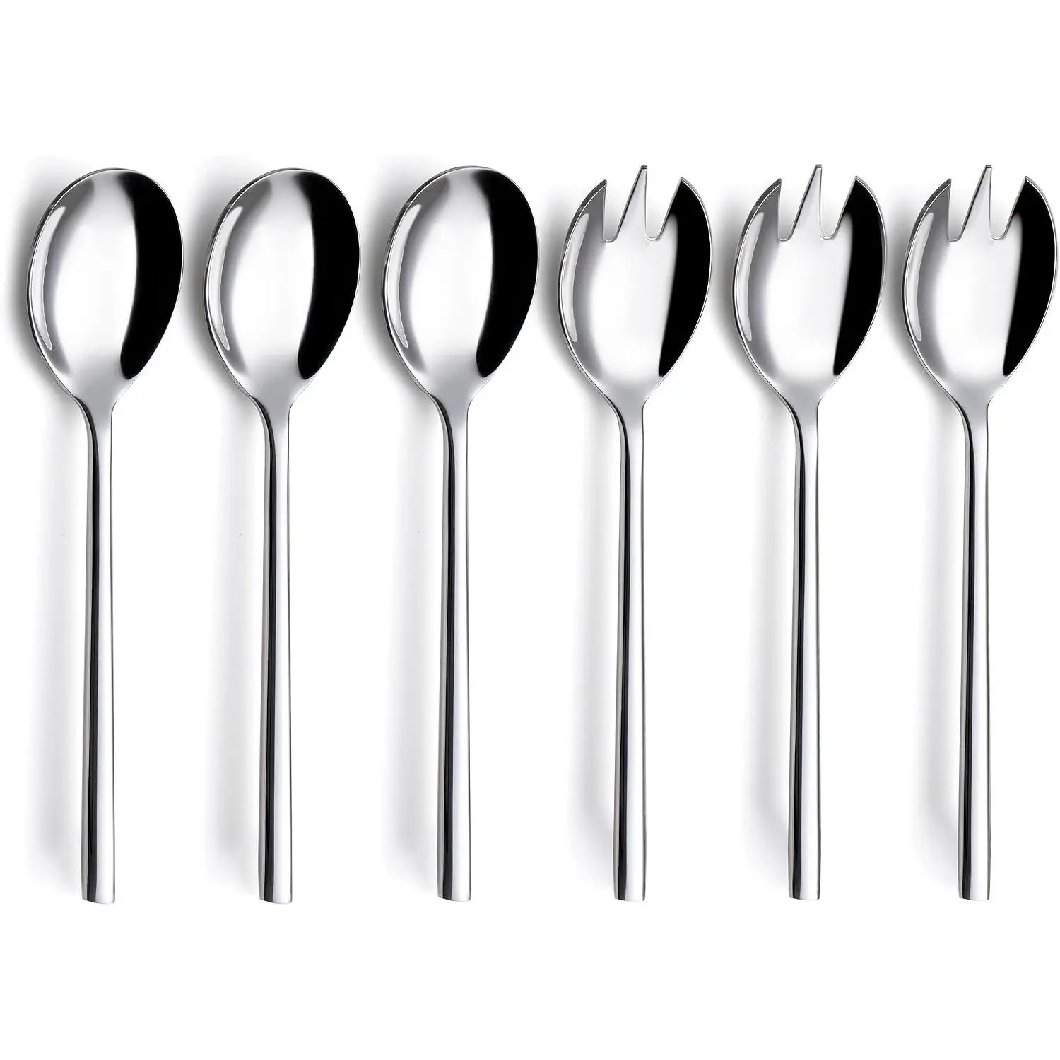 Silverware Set 6 count Set Forged 18/8  Stainless Steel/Flatware - 3 x Serving Forks, 3 x Serving Spoons - (6 Pieces Service Set)