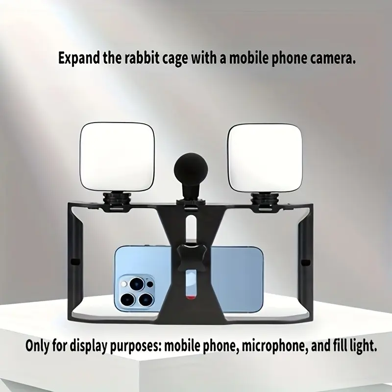 Universal Handheld Phone Stabilizer, Rotating Gimbal Mount, Smartphone Mic Stand, Live Streaming Light Stabilizer, Compatible with iPhone/huawei/samsung，Without microphone / lighting fixture, Anti Shake Stabilizer