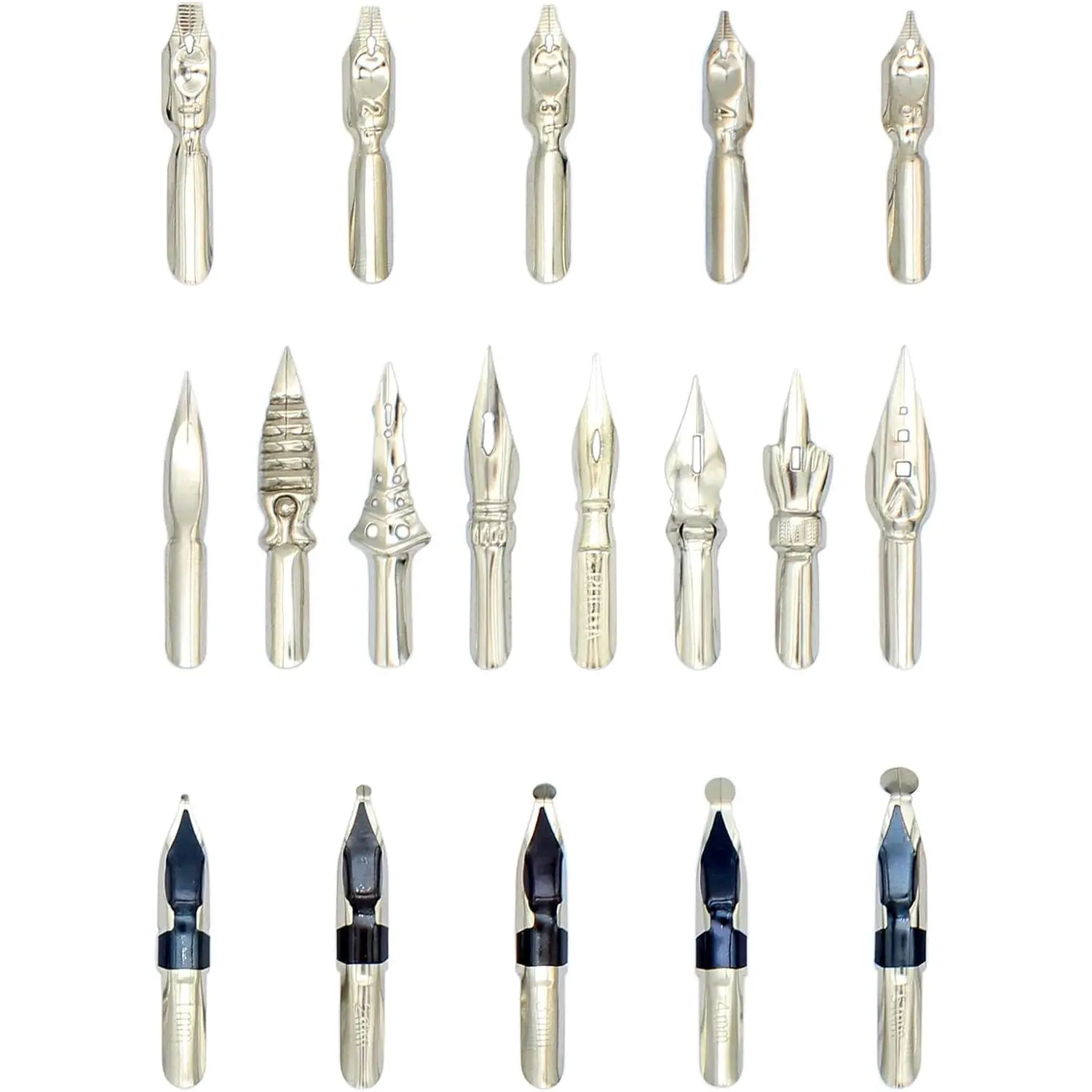 A Bunch of Nibs for Comic Dip Pen,  Calligraphy Dip Pen Nibs, Various Sizes and Shapes, 18 Nibs in Box