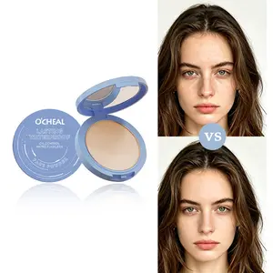 Waterproof Long Lasting Pressed Face Powder, Oil Control Matte Soft Focus Setting Powder, Ultra Fine Lightweight Flawless Compact Powder with Mirror & Sponge Puff, Subtle Shimmer Finish for Daily Party Makeup