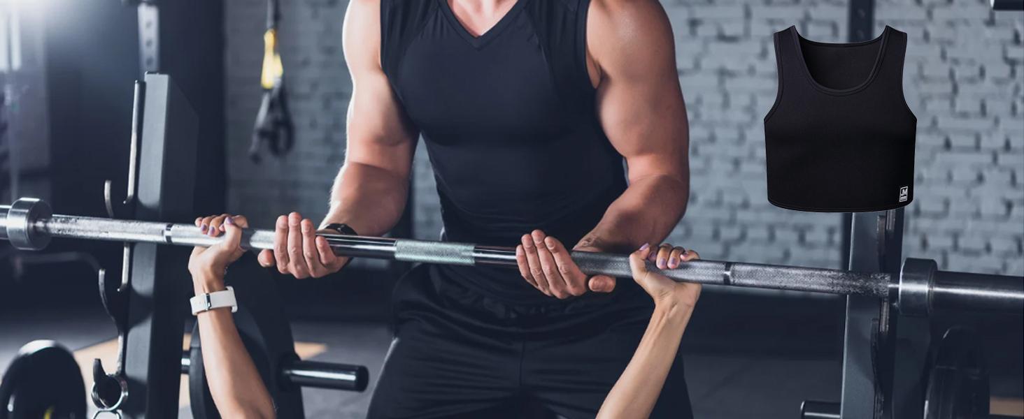 AGS JOCKMAIL Men's Neoprene Brace Vest Chest Support Strap Fitness Gym Sports Bra Vest Mens Chest Compression Vest