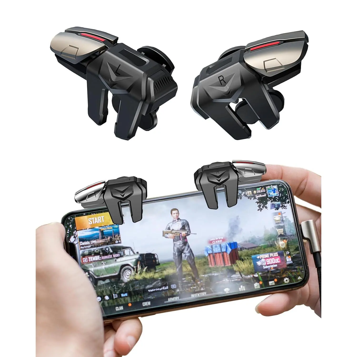 Mobile Game Controller Triggers, 6 Finger Sensitive Shooting & Aiming Gaming Controller for All FPS Mobile Games, Portable Phone Game Accessory with Fast Response Shoot Aim Buttons for Smartphone Gaming