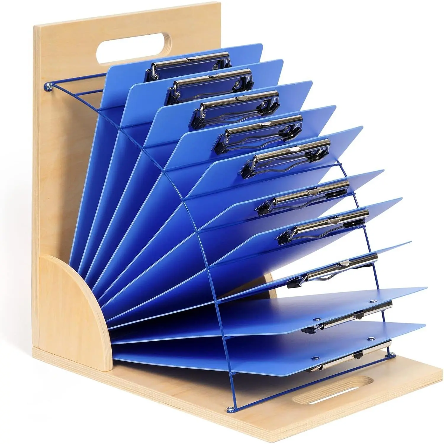 Clipboard Holder, Wood and Metal Clipboard Holder Stand, Small White Board Storage Rack Organizer for Classroom, Office, Assembly Required