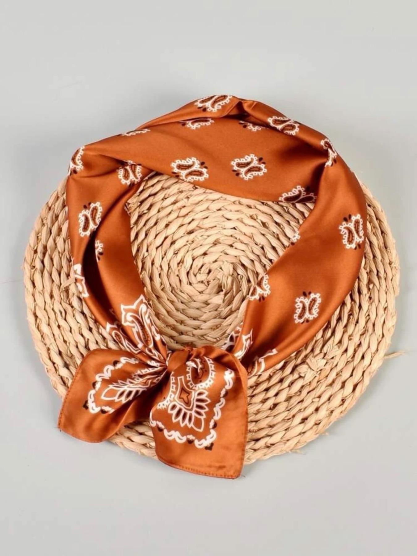 Women's Vintage Paisley Print Square Scarf, Scarf Head Wrap, Elegant Soft Satin Bandana for Women, Fashion Accessories for Daily Wear, Casual Soft Scarf, Vintage Print Headscarves