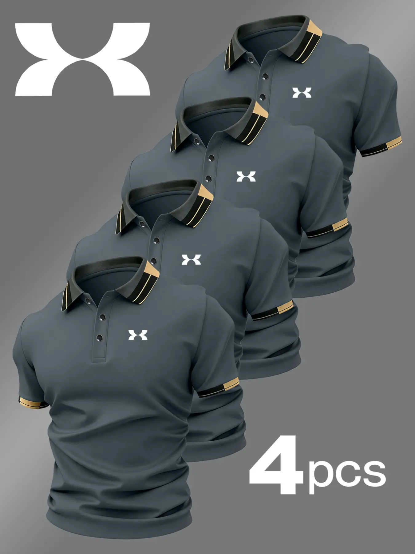 Men's Casual Geometric Print Polo Shirt, Fitted Elastic Comfortable Breathable Four Seasons Wear, High-Quality Unlined Top, Breathable Polo Shirts