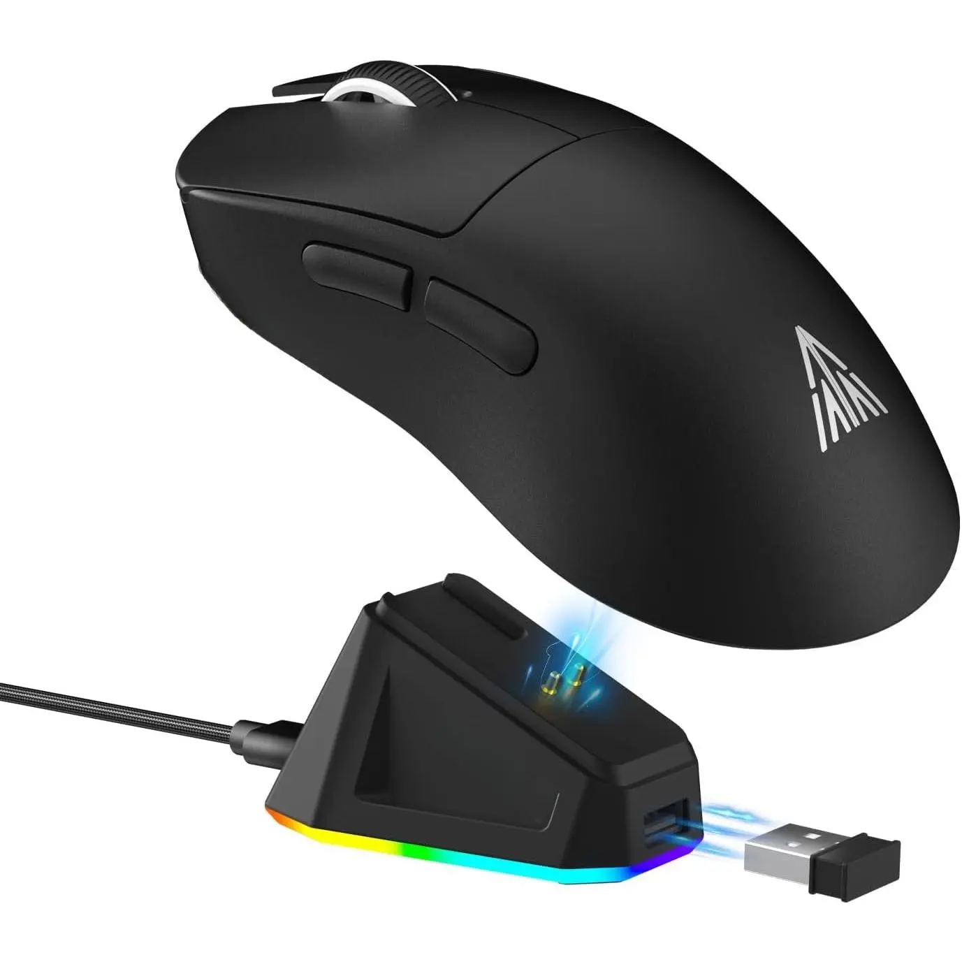 SM822  Gaming  with  Dock, Tri-Mode  , PAW3311 Optical Sensor, Up to 24,000DPI, 62g Lightweight  with 5 programmable Buttons, for PC, Laptop (Black)