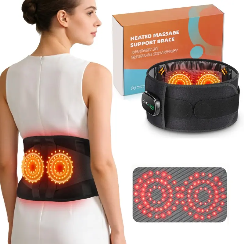 Cordless Heating Pad Waist Massager, Red-Lights 5 Heat Levels & Vibration for Lower Back, Elastic Support Back Massagerdeal for Elderly Home Care
