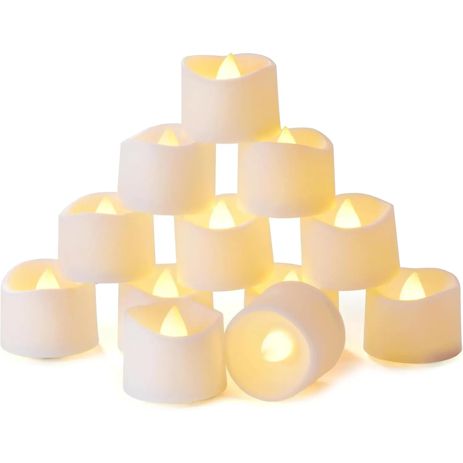 12-Pack Battery Tea Lights with Timer Built in, Auto-On 6H Daily