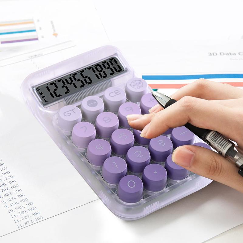 Circular Mechanical Desktop Calculator, Calculator with Display, 1 Count Battery Powered Calculator without Battery, Accounting Supplies for School Student Office