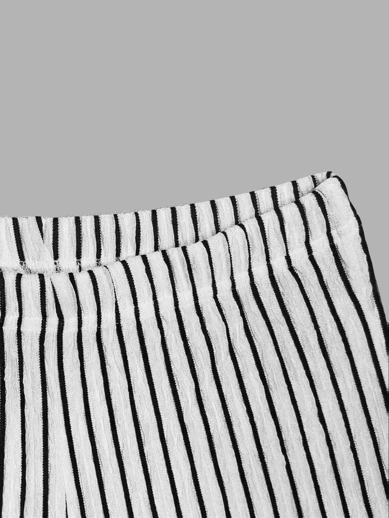 Two-piece Set Women's Sleeveless Striped Print Crop Top & Pants, Casual Fashion Cozy Outfits for Daily Outdoor Wear, Women Clothes for Summer, Casual Lounge Set