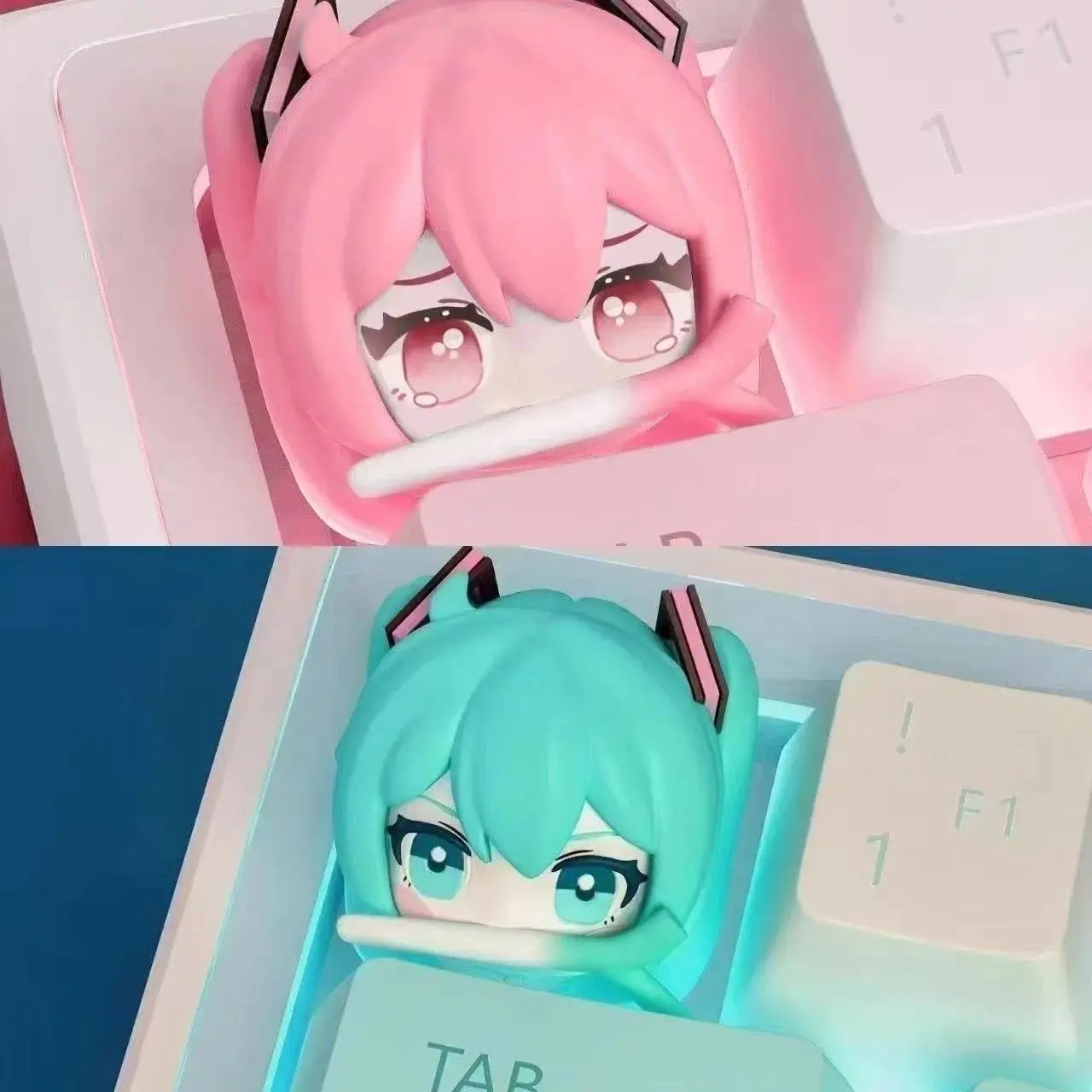 Hot Hatsune Miku DIY Keycaps Anime Personality Cross Axis PBT Mechanical Keyboard Keycap Cartoon Resin Keycaps Decoration Gifts