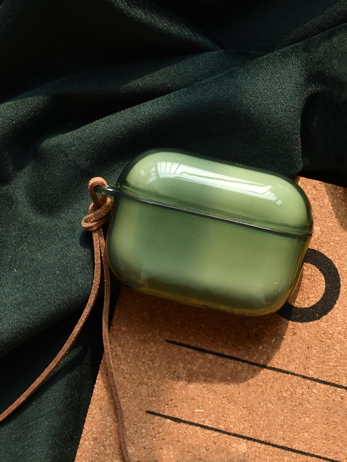 1pc Morandi Color Solid Translucent Green Dark Green Minimalist  Full-Cover Anti-Drop Leather Strap  Case