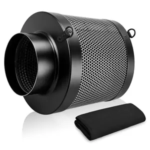 10x20cm Air Carbon Filter with Protective Case, for Inline Fans, Pipe Axial Fan, Odor Control, Hydroponic Growing, Grow Room