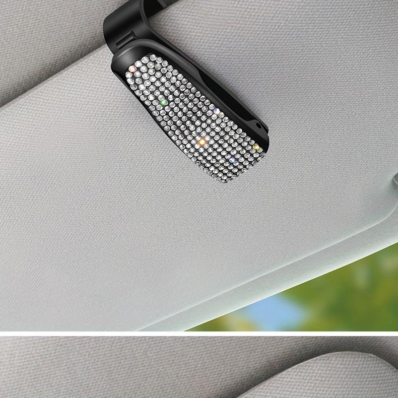 1pc Sparkling Rhinestone - Car Sun Visor Clip - Multifunctional Fashion Glasses Holder for Vehicle Interior Accessories
