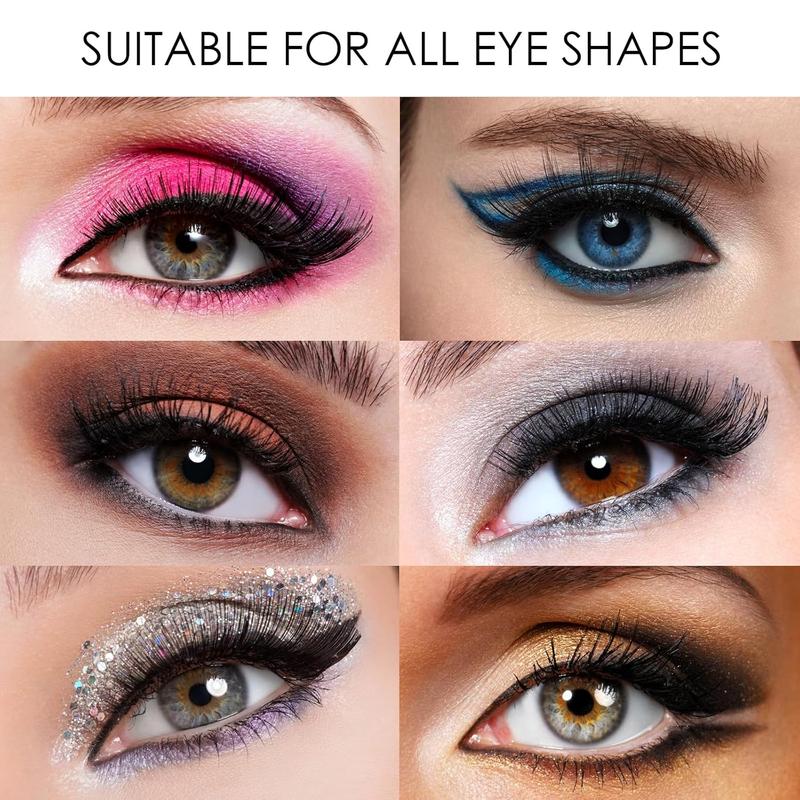 Black Magnetic Eyelashes Kit - Natural Reusable Waterproof Fake Lashes with Applicator, No Glue & Eyeliner Needed, Comfortable All-Day Wear