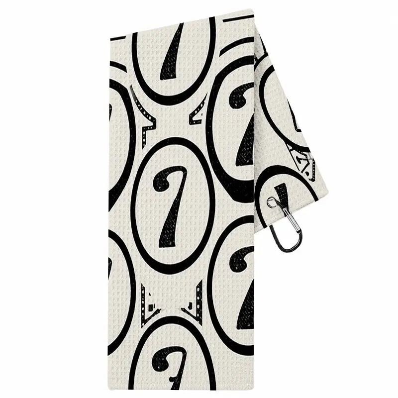 Digital Golf Theme Towel, Simple Sporty Design, Lightweight Reusable, with Hook for Easy Carry, Ideal for Golf Training and Players