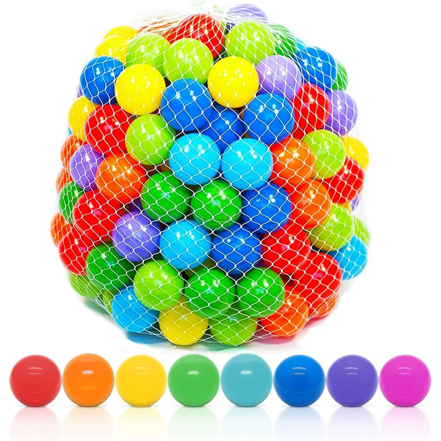 Soft Plastic Mini Ball Pit Balls 50 Count 8 Vibrant Colors Crush Proof No Sharp Edges Non Toxic Phthalate BPA Free for Baby Toddler Ball Pit Play Tents Tunnels Indoor Outdoor