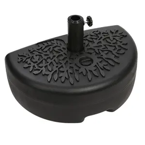 Stable Half Round Patio Umbrella Base - 68LBS Fillable Outdoor Stand for 1.57" & 1.91" Poles - Ideal for Deck, Lawn, Poolside - Fits Outdoor Patio Chairs - Black