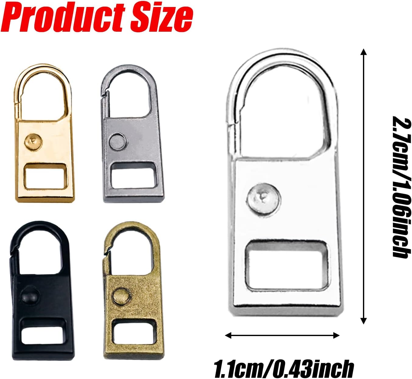 10 count Zipper Pull Replacement, Repair Kit Zipper Slider, Metal Fix Zipper Handle, Detachable Zipper Pull Tabs for Luggage Clothing Jacket Backpacks Coat Boots (Black, , ,  Black, Bronze)