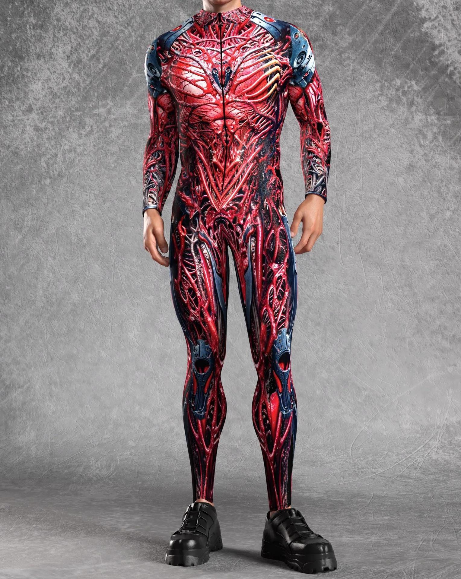 Halloween Party Performance Costumes 3D Printed Tights Jumpsuit for Men Anime Cosplay Clothing Party Carnival Festival Outfit