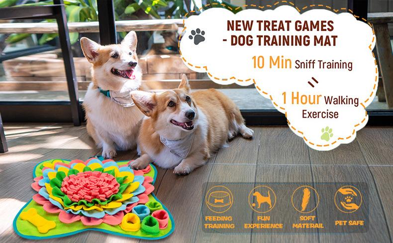 New Snuffle Mat: Colorful Flower & Bone Design - A Pet Scent Training Blanket for Physical and Mental Stimulation