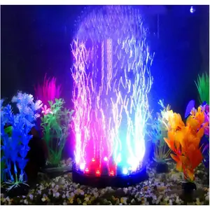 4.92 inch 12 LEDs Submersible Fish Tank Light, Bubbler Air Stone Disk, Underwater Round Small Bubbles Lamp for Air Pump, Aquarium Decorations Accessories