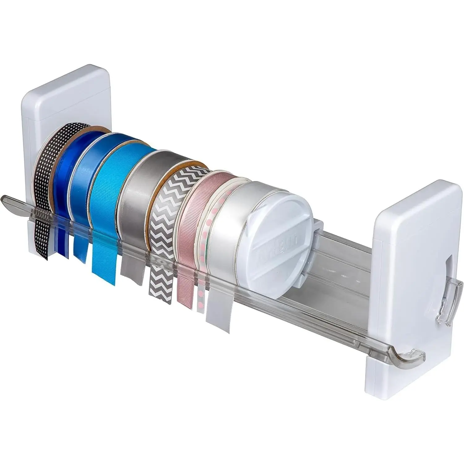 Ribbon Storage Rack | Ribbon Spool Holder | Ideal for Craft Rooms & Studios, Gift Wrapping Stations, Small Craft Shops, Boutiques - White