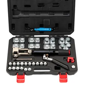Professional Hydraulic Flaring Tool Kit 33 Piece Brake Line Flaring Tool Set 45 Degree Double Single ISO Bubble Flares for 3/16 to 1/2 Tube Copper Steel Fuel Line Repairs Automotive Hydraulic Tubing Tool with Cutter Case