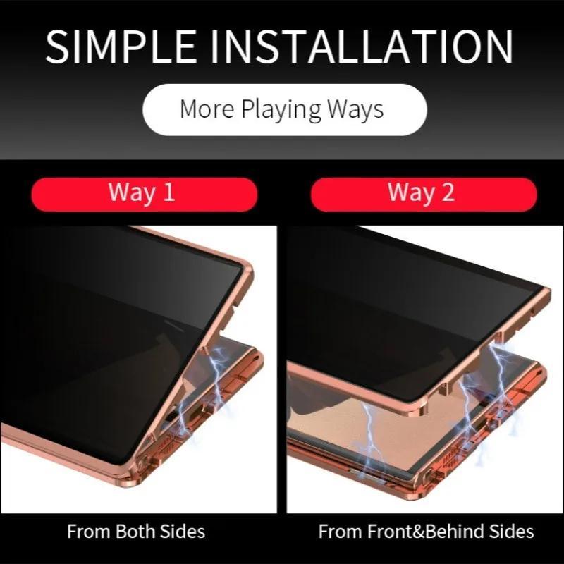 360° Protect Anti Peeping Privacy Double Sided Tempered Glass Case For Samsung Galaxy S25 S24 S23 Ultra Plus Metal MagneticCover