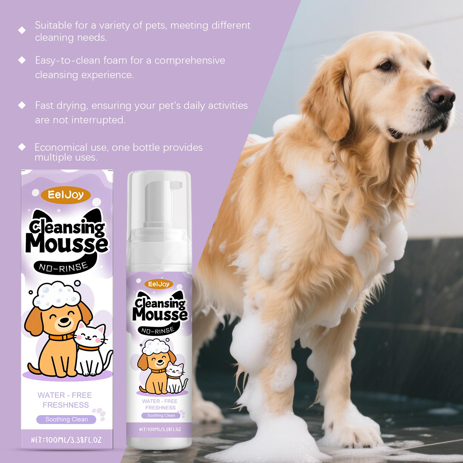 EelJoy Pet No-Rinse Facial Cleansing Mousse, Cat And Dog Body Hair Deodorizing, Clean And Convenient No-Rinse Foam Mousse
