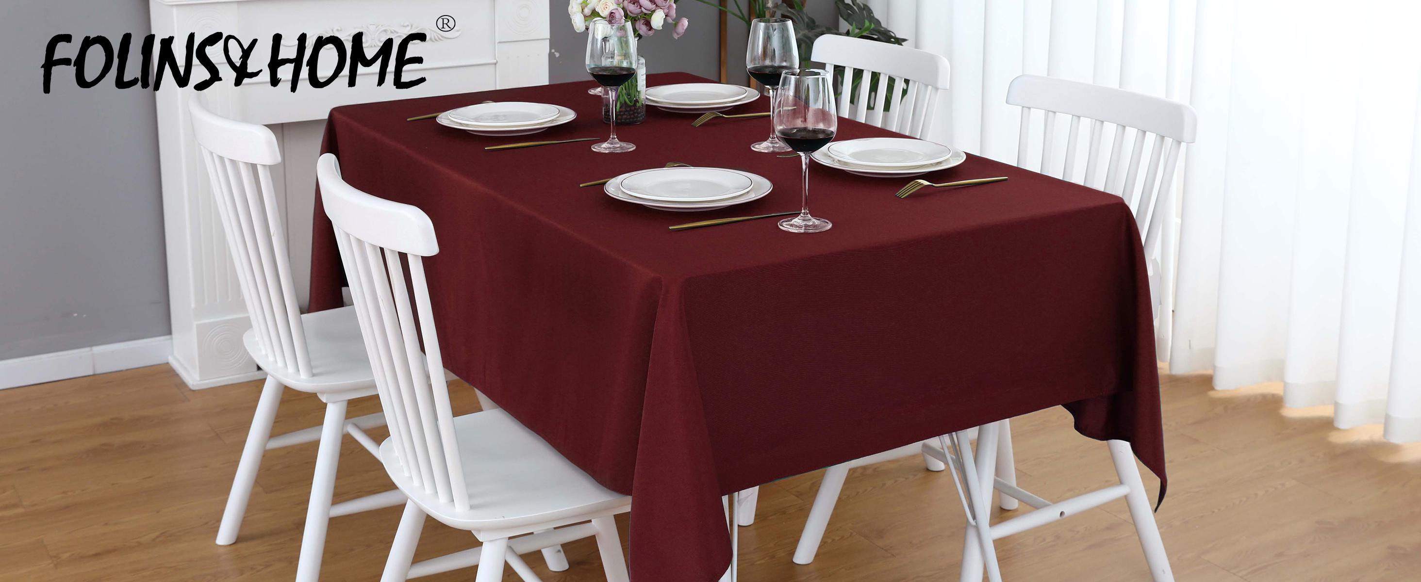 Burgundy Rectangle Tablecloth Wrinkle Free Waterproof Polyester Table Cloths Spillproof Heavy Duty and Washable Table Cover for Party, Banquet, Indoor and Outdoor-Square/Rectangular